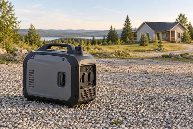 Illustration: Portable generator in an open clearing