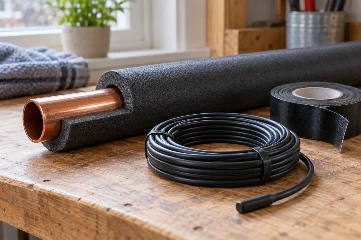 Illustration: Pipe insulation and heat-trace cable