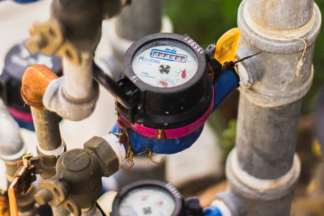 Water meters connected to supply pipes