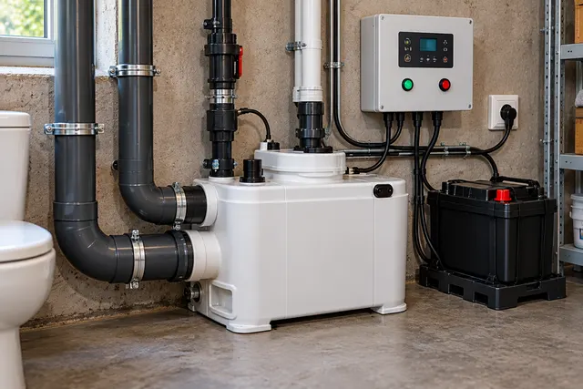 Illustration: Wastewater pump and backup battery