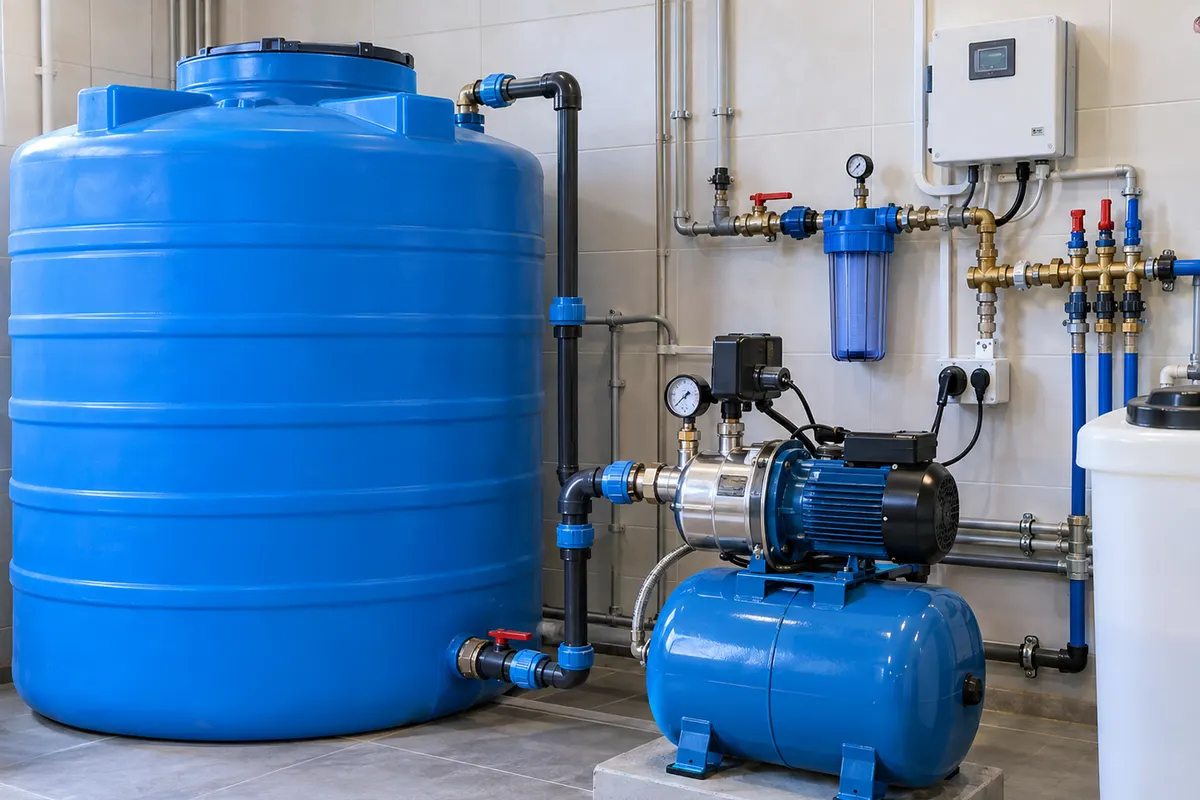 Illustration: Water storage and pump